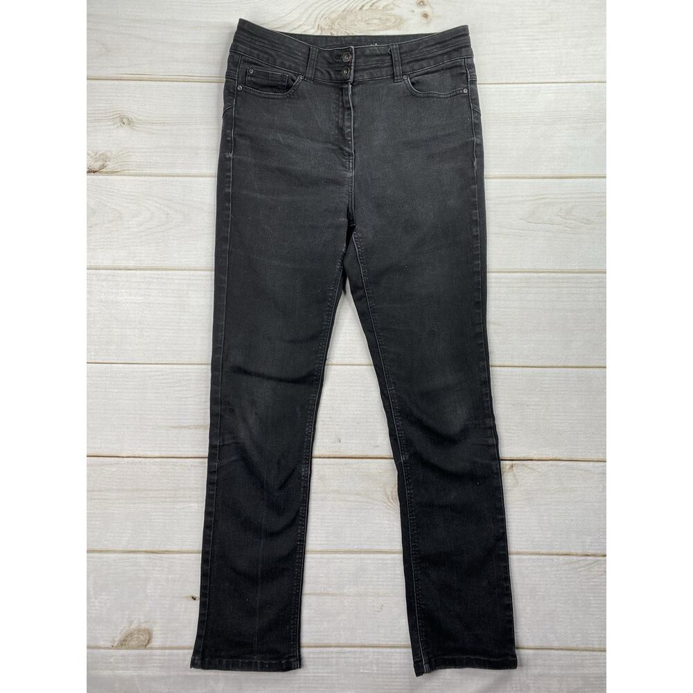 Long Tall Sally Jeans Sz 10 Black High Rise Stretch Denim Straight Pockets